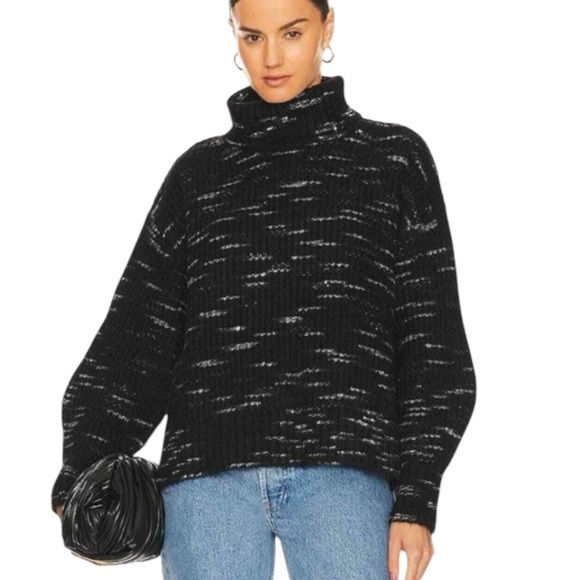 Varley Marlena Turtleneck Sweater Black White Size Small - Picture 2 of 8